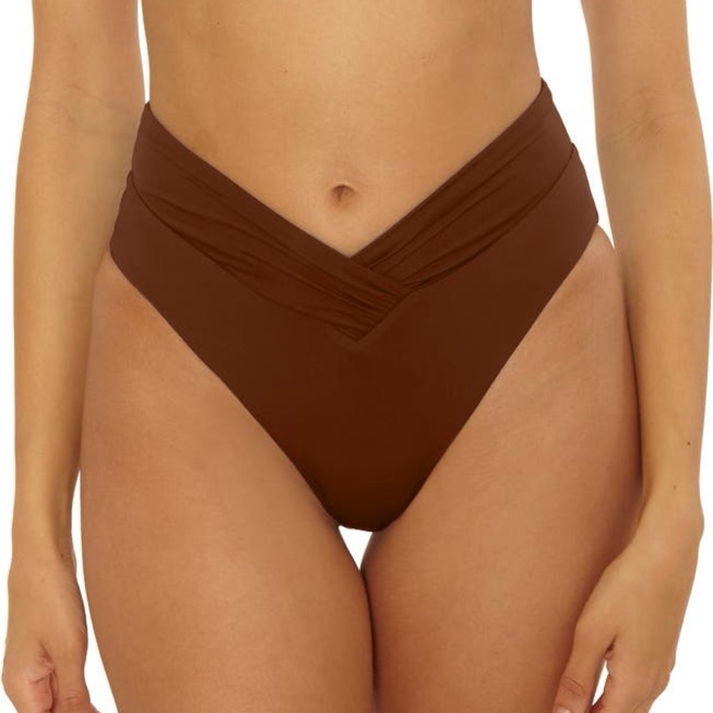 Becca by Rebecca Virtue Color Code High Waist Bikini Bottoms Dark Coco Brown M